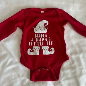 Infant Christmas Bodysuit Onesie - Nana & Papa’s Little Elf - 6 months